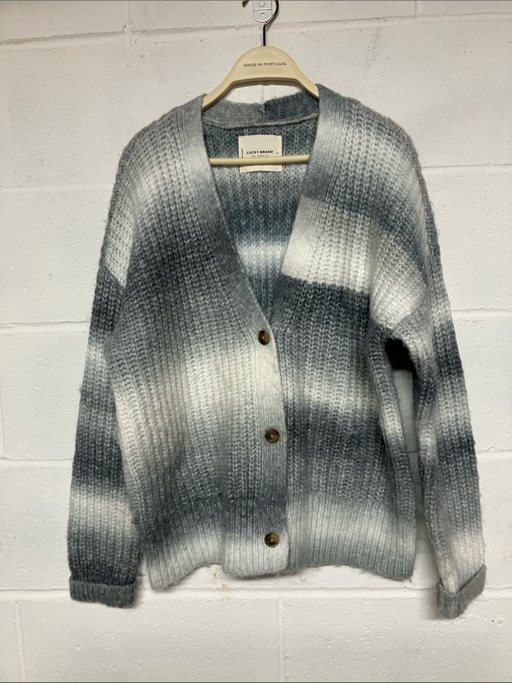 Lucky Brand Gray and White Ombre Button-Front Cardigan